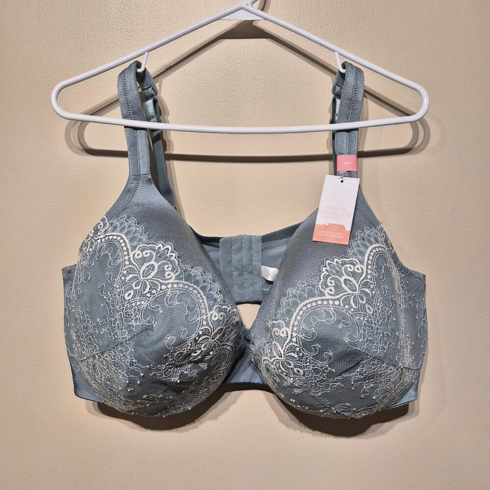 Cacique NWT Lightly Lined Full Coverage Bra 46G Blue Lace